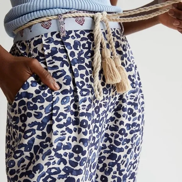 Ollari Anthropologie Leopard Print Tassel Lightweight Boho Tapered Pants - Picture 4 of 10